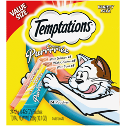 Creamy Puree 24 Count Variety Pack with Salmon, Chicken, and Tuna Lickable, Squeezable Cat Treats image
