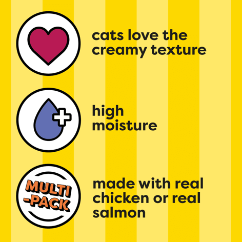 Creamy Puree Variety Pack Salmon and Chicken Lickable, Squeezable Cat Treats image 1