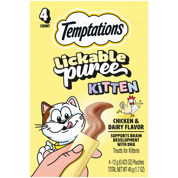 Temptations Lickable Puree Kitten Treats, Chicken & Dairy Flavor, 4 Count image 1