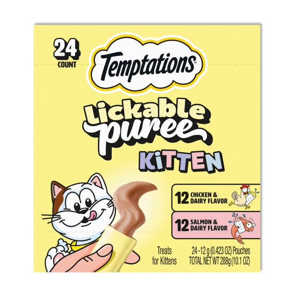 Temptations Lickable Puree Kitten Treats, Chicken and Salmon Variety Pack image 1