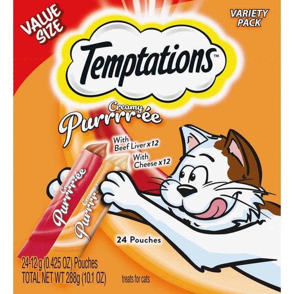 Creamy Puree Variety Pack with Beef Liver and Cheese Lickable, Squeezable Cat Treats image 1