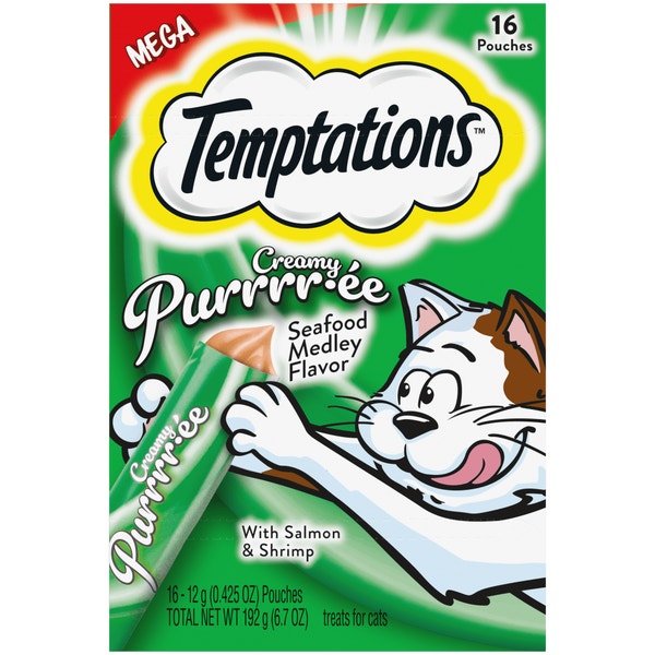 Temptations Creamy Puree Mix-Ups Lickable Cat Treats Seafood Medley Flavor image 1