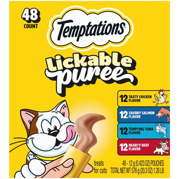 Creamy Puree 48 Count Variety Pack with Beef Liver, Salmon, Chicken, and Tuna Lickable, Squeezable Cat Treats image 1