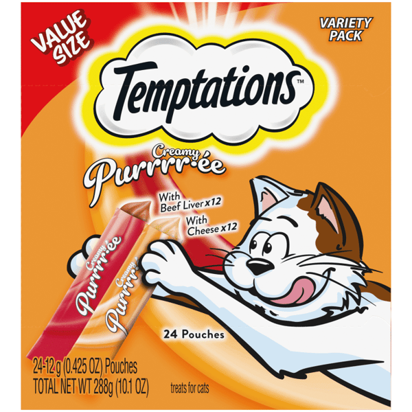 Creamy Puree Variety Pack with Beef Liver and Cheese Lickable, Squeezable Cat Treats image 1