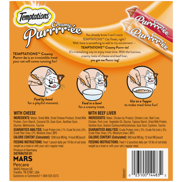 Creamy Puree Variety Pack with Beef Liver and Cheese Lickable, Squeezable Cat Treats image 2