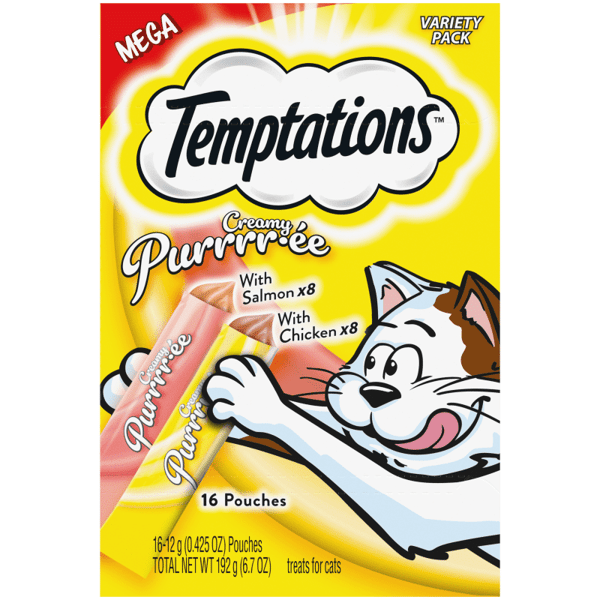 Creamy Puree Variety Pack Salmon and Chicken Lickable, Squeezable Cat Treats image 1
