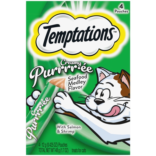 Temptations Creamy Puree Mix-Ups Lickable Cat Treats Seafood Medley Flavor image 1