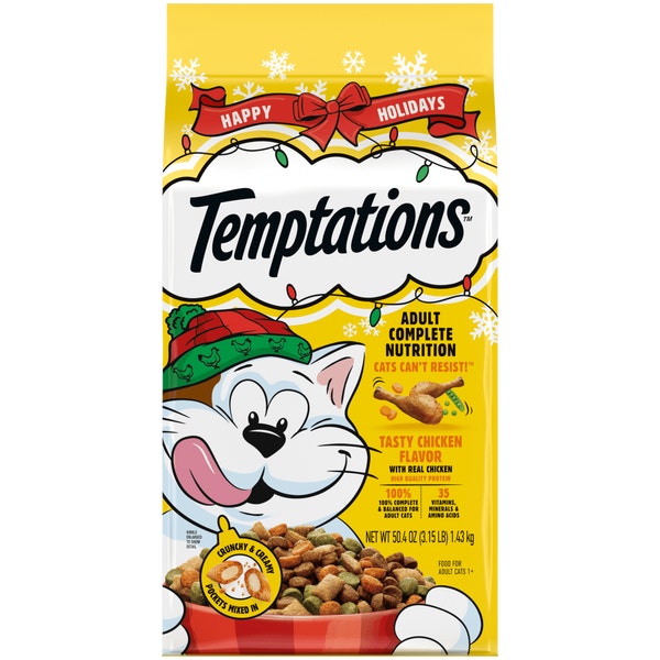 TEMPTATIONS Tasty Chicken Flavor Adult Dry Cat Food, Holiday Edition Bag image 1