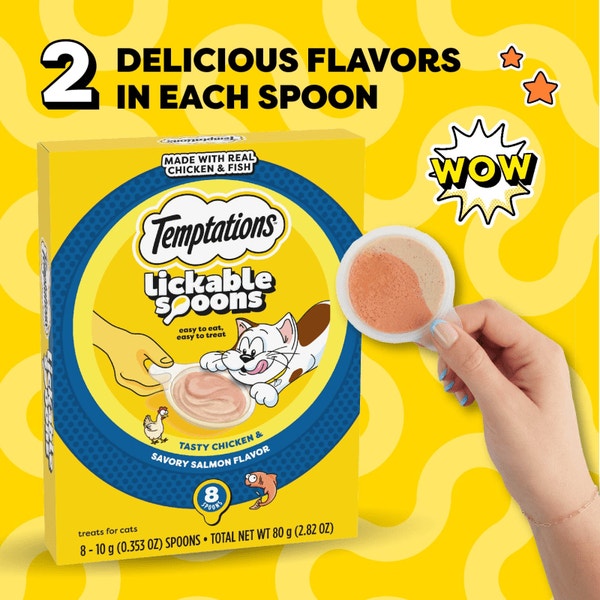Temptations Lickable Spoons Tasty Chicken and Savory Salmon image 2