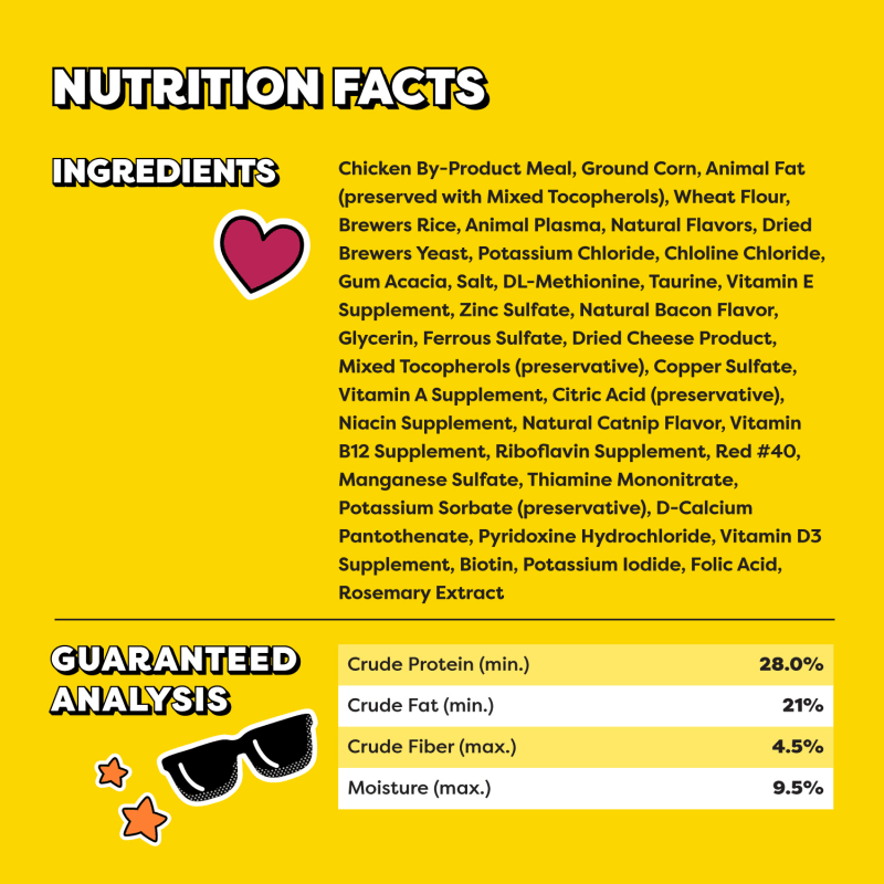 Temptations Wacky Blasts Cat Treats, Cluckin’ Bacon Flavor, 3 oz. Pouch ingredients image