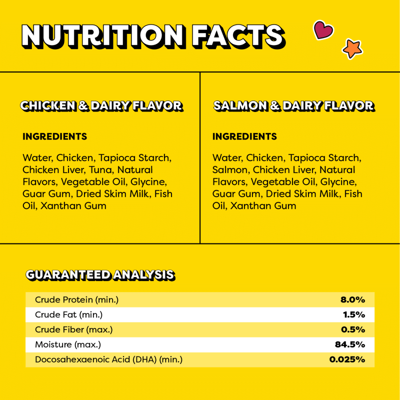Temptations Lickable Puree Kitten Treats, Chicken and Salmon Variety Pack, 24 Count ingredients image