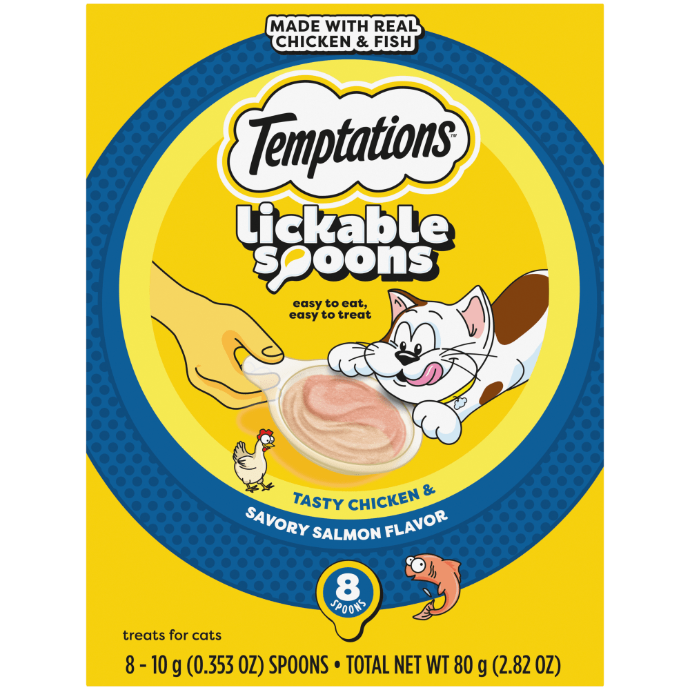 Temptations Lickable Spoons Tasty Chicken and Savory Salmon