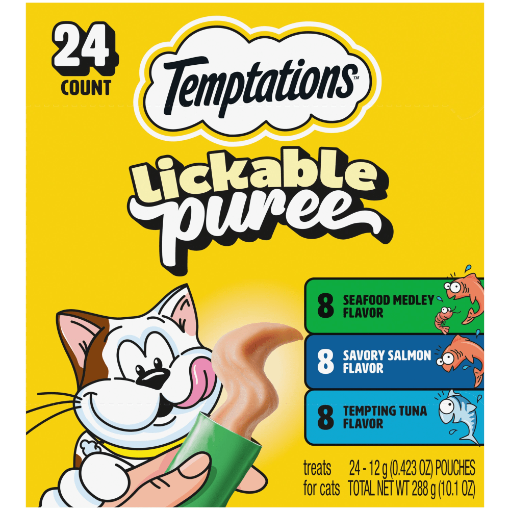 Temptations Creamy Puree Mix-Ups Lickable Cat Treats Variety Pack